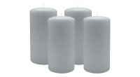 4er Set Adventskranzkerzen Silbergrau Ø 80 x 150 mm