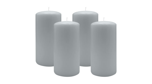 4er Set Adventskranzkerzen Silbergrau Ø 100 x 200 mm