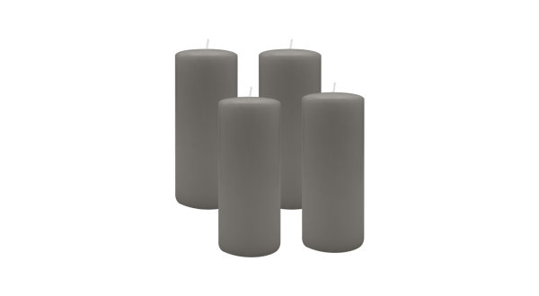 4er Set Adventskranzkerzen Grau Ø 40 x 200 mm