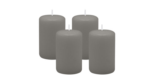 4er Set Adventskranzkerzen Grau Ø 50 x 80 mm