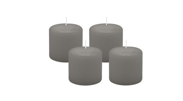 4er Set Adventskranzkerzen Grau Ø 60 x 60 mm