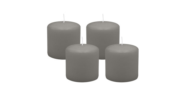 4er Set Adventskranzkerzen Grau Ø 60 x 80 mm