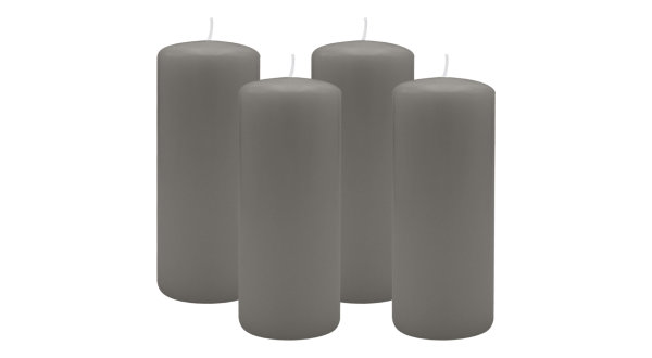4er Set Adventskranzkerzen Grau Ø 60 x 120 mm