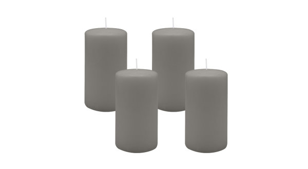 4er Set Adventskranzkerzen Grau Ø 70 x 130 mm