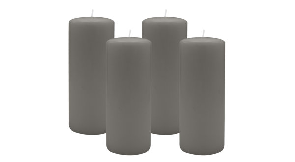 4er Set Adventskranzkerzen Grau Ø 80 x 200 mm
