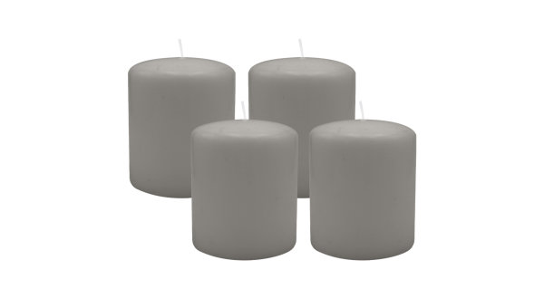 4er Set Adventskranzkerzen Grau Ø 100 x 120 mm