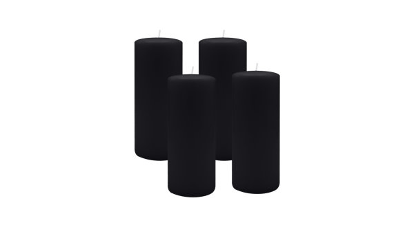 4er Set Adventskranzkerzen Schwarz Ø 40 x 200 mm