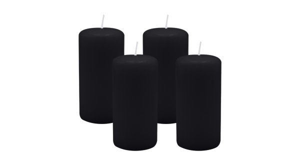 4er Set Adventskranzkerzen Schwarz Ø 50 x 100 mm