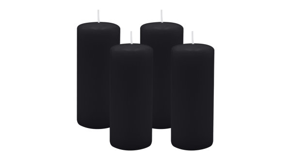 4er Set Adventskranzkerzen Schwarz Ø 50 x 120 mm