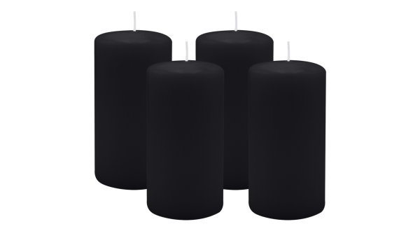 4er Set Adventskranzkerzen Schwarz Ø 60 x 100 mm
