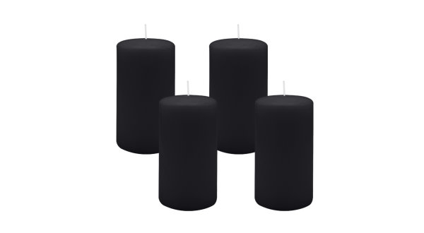 4er Set Adventskranzkerzen Schwarz Ø 70 x 130 mm