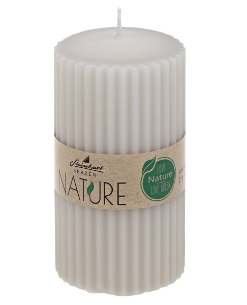 Rillenkerze Stumpen Nature Taupe 110 x Ø 57 mm
