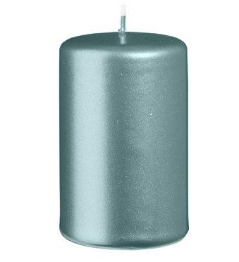 Stumpenkerzen Metallic Matt Stahlblau