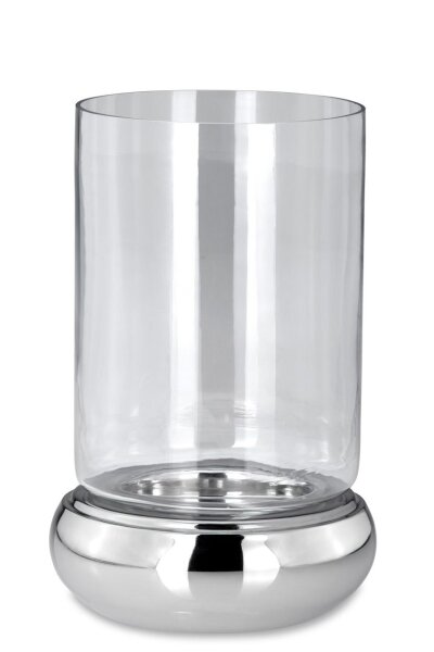 Windlicht Edelstahl rund glatt poliert 26 cm, Ø 16,5 cm