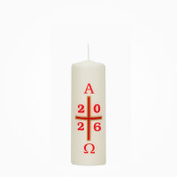 Osterkerze für Zuhause, Alpha/Omega in rot-gold 15 x...