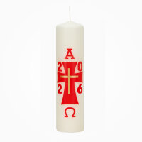 Osterkerze für Zuhause, Alpha/Omega in rot-gold 20 x...