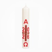 Osterkerze für Zuhause, Alpha/Omega in rot-gold 35 x...