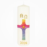 Osterkerze für Zuhause Kreuz, Alpha+Omega 20 x...