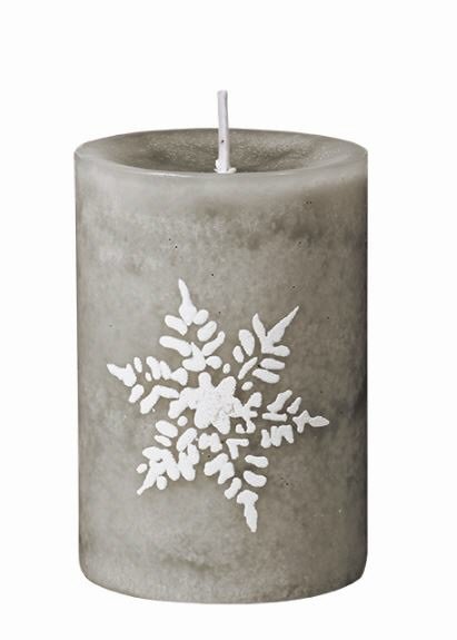 Flake Schneeflocke Stein durchgefärbte Kerzen 80 x Ø 55 mm, 4 Stück
