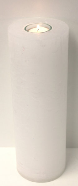 Rustik Kerzen mit Teelichteinsatz Weiß  250 x Ø 80 mm