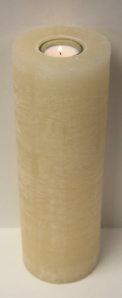 Rustik Kerzen mit Teelichteinsatz Champagner  250 x Ø 80 mm