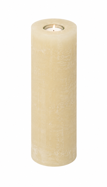 Rustik Kerzen mit Teelichteinsatz Champagner  250 x Ø 80 mm
