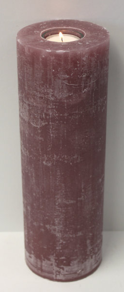 Rustik Kerzen mit Teelichteinsatz Altrosa  250 x Ø 80 mm