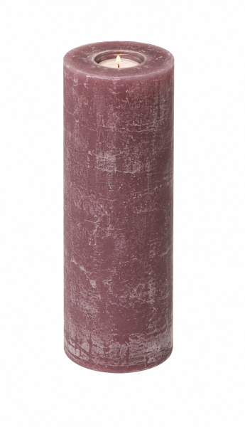 Rustik Kerzen mit Teelichteinsatz Altrosa  250 x Ø 80 mm