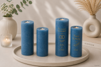 Rustik Kerzen mit Teelichteinsatz Ocean Blau  250 x Ø 80 mm