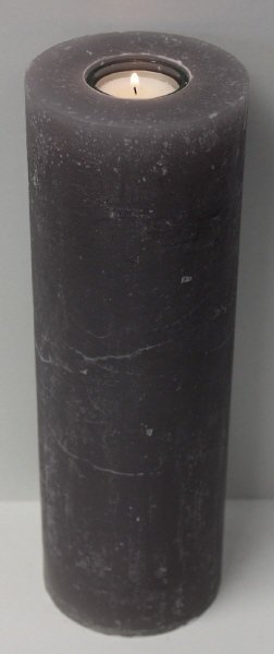 Rustik Kerzen mit Teelichteinsatz Grau  300 x Ø 100 mm