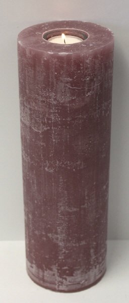Rustik Kerzen mit Teelichteinsatz Altrosa  300 x Ø 100 mm
