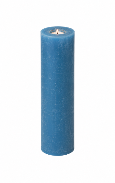 Rustik Kerzen mit Teelichteinsatz Ocean Blau  300 x Ø 100 mm