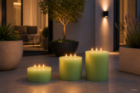 3-Docht Kerze Gentlemay Grün 75 x Ø 150 mm, 1 Stück