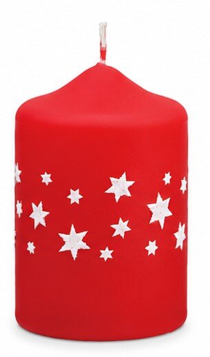 Weihnachtskerzen Sterne in Samt-Optik Rot 80 x 60 mm, 4er Set