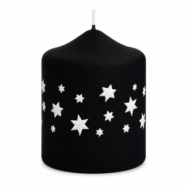 Weihnachtskerzen Sterne in Samt-Optik Schwarz 80 x 60 mm, 4er Set