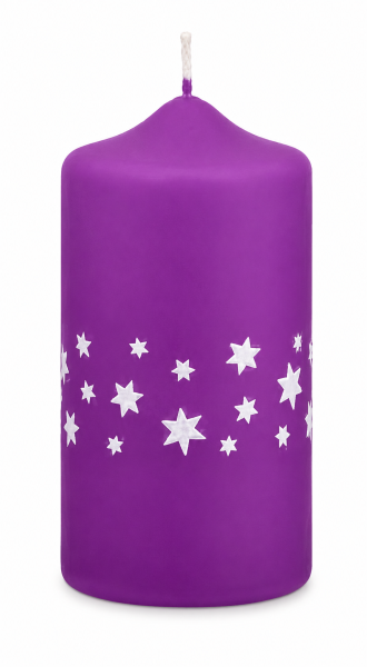 Weihnachtskerzen Sterne in Samt-Optik Purple Lila 120 x 60 mm, 4er Set