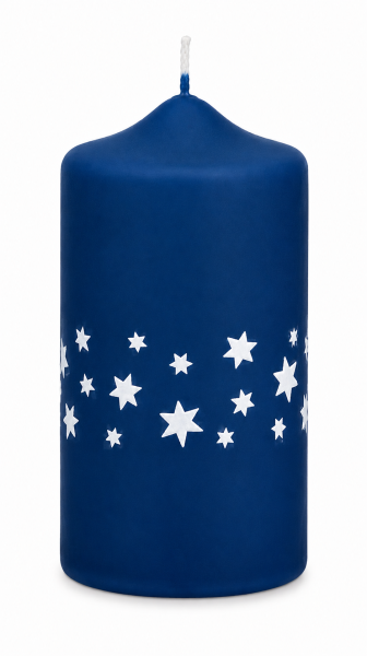 Weihnachtskerzen Sterne in Samt-Optik Midnight Blue 120 x 60 mm, 4er Set
