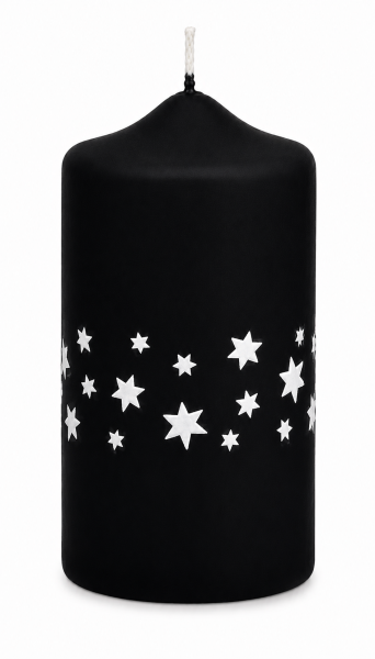 Weihnachtskerzen Sterne in Samt-Optik Schwarz 120 x 60 mm, 4er Set