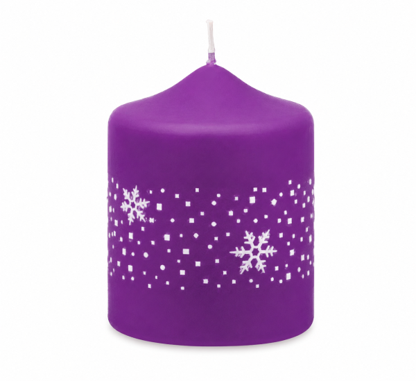 Weihnachtskerzen Eiskristalle in Samt-Optik Purple Lila 80 x 60 mm, 4er Set