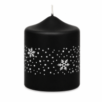 Weihnachtskerzen Eiskristalle in Samt-Optik Schwarz 80 x...