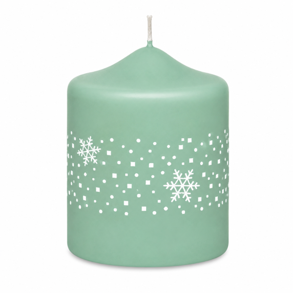 Weihnachtskerzen Eiskristalle in Samt-Optik Salbei 80 x 60 mm, 4er Set