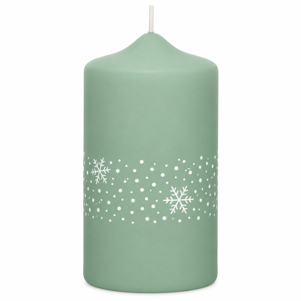 Weihnachtskerzen Eiskristalle in Samt-Optik Salbei 150 x 70 mm, 4er Set