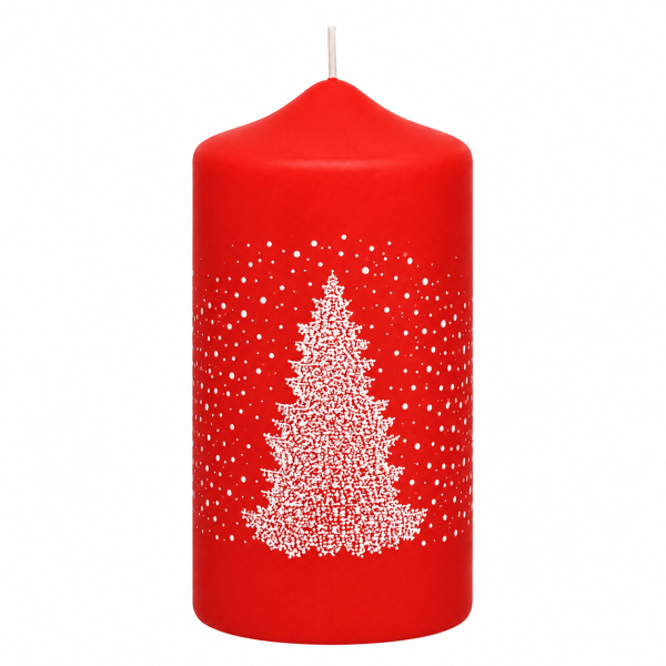 Weihnachtskerzen Weihnachtsbaum in Samt-Optik Rot 120 x 60 mm, 4er Set