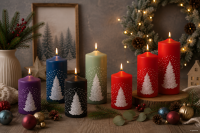 Weihnachtskerzen Weihnachtsbaum in Samt-Optik Rot 120 x...
