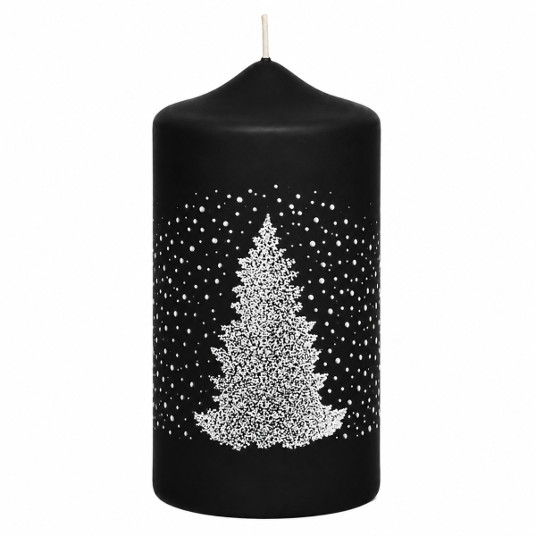 Weihnachtskerzen Weihnachtsbaum in Samt-Optik Schwarz 120 x 60 mm, 4er Set