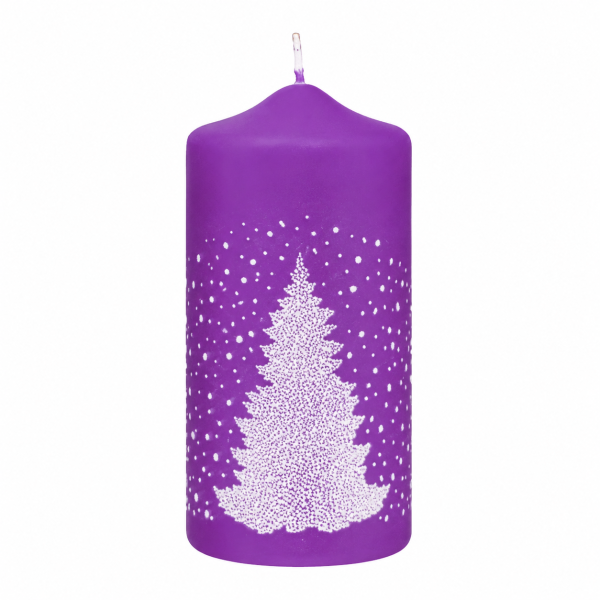 Weihnachtskerzen Weihnachtsbaum in Samt-Optik Purple Lila 150 x 70 mm, 4er Set