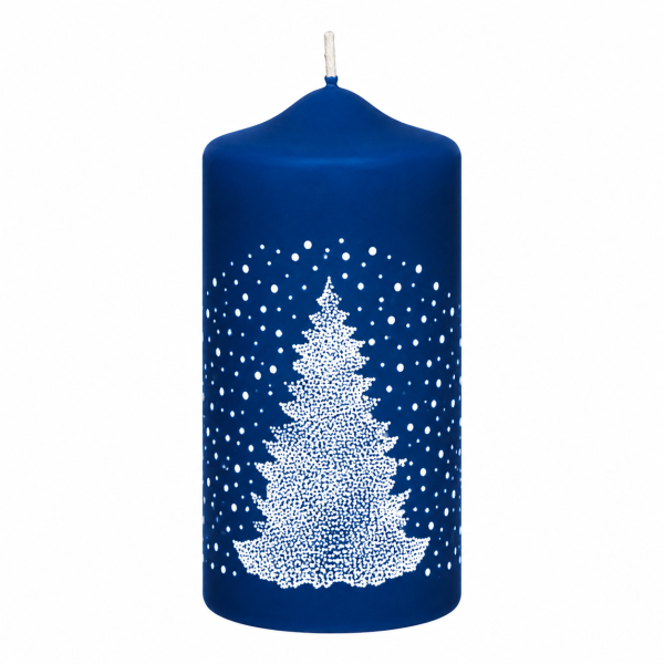 Weihnachtskerzen Weihnachtsbaum in Samt-Optik Midnight Blue 150 x 70 mm, 4er Set