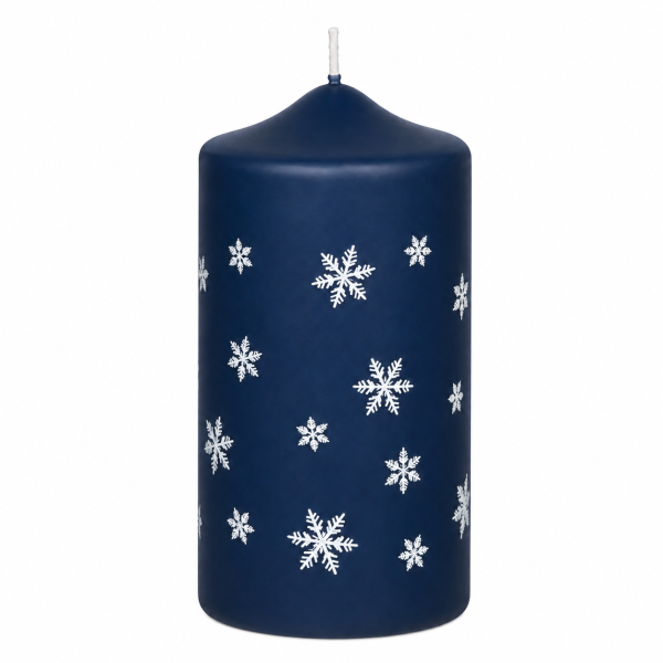 Weihnachtskerzen Schneeflocken in Samt-Optik Midnight Blue 150 x 70 mm, 4er Set