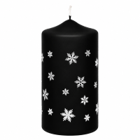 Weihnachtskerzen Schneeflocken in Samt-Optik Schwarz 150...