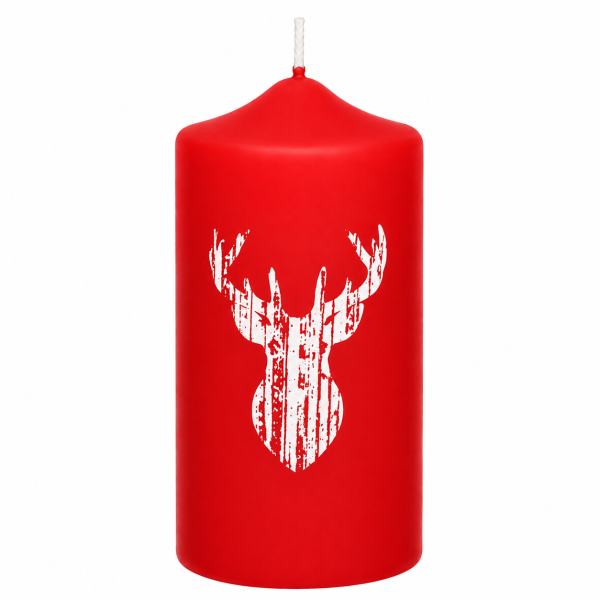 Weihnachtskerzen Geweih in Samt-Optik Rot 150 x 70 mm, 4er Set